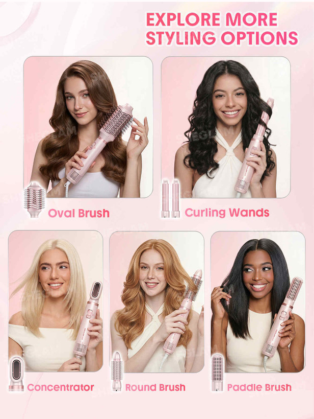 سشوار و حالت دهنده مولتی استایلر شیگلم SHEGLAM Blowout Bliss All-In-One Multi-Styler | استایلر چندکاره 5 در 1 مو اورجینال -تضمین اصالت کالا